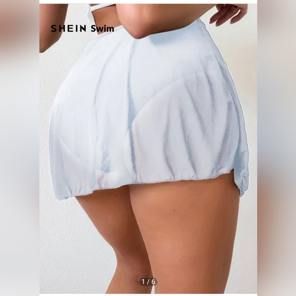 White Bathing Suit Cover Skirt